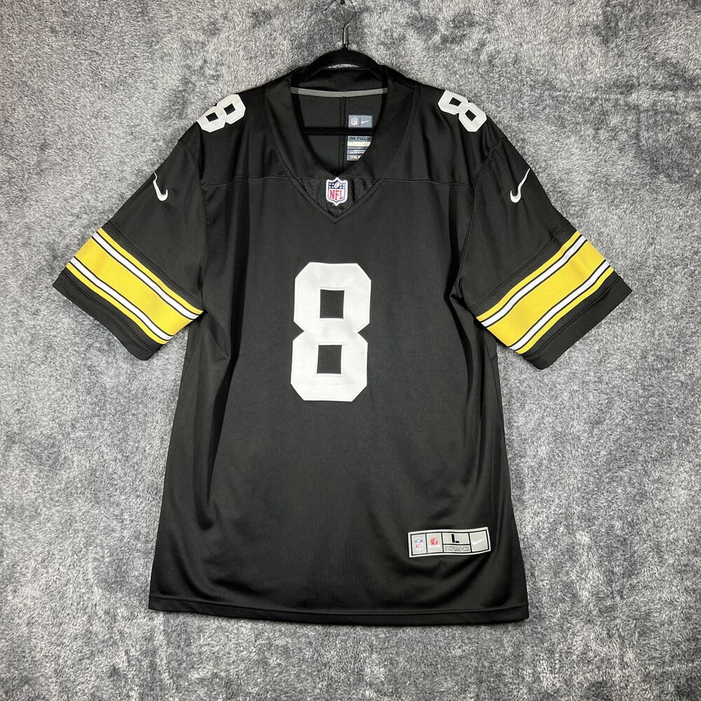 Pittsburgh Steelers Jersey Mens L Black NFL Football Pickett 8 Nike On Field